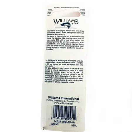 Williams Wabler W50 UV (світиться в ультрафіолеті), срібло/червоний/зелений - светится в ультрафиолетe, 14 г, блесна коливалка (колебалка) #1732