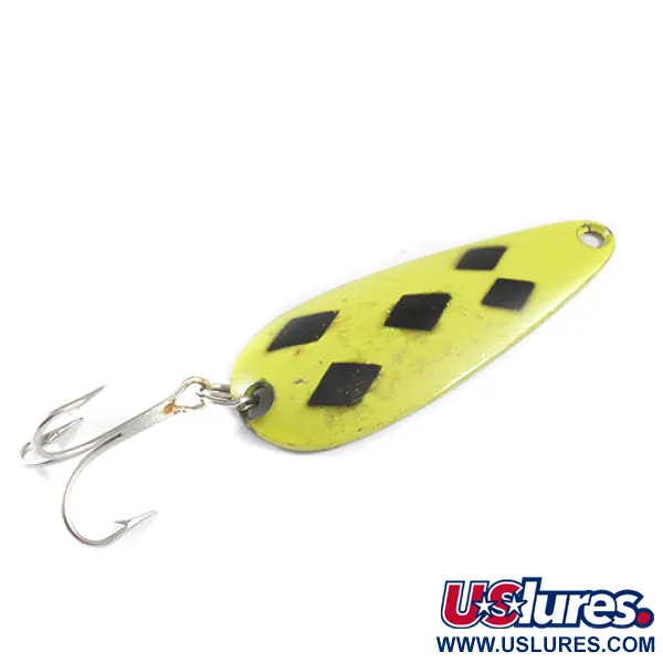  Len Thompson #1, Five of diamonds (жовтий/чорний/латунь), 21 г, блесна коливалка (колебалка) #1748