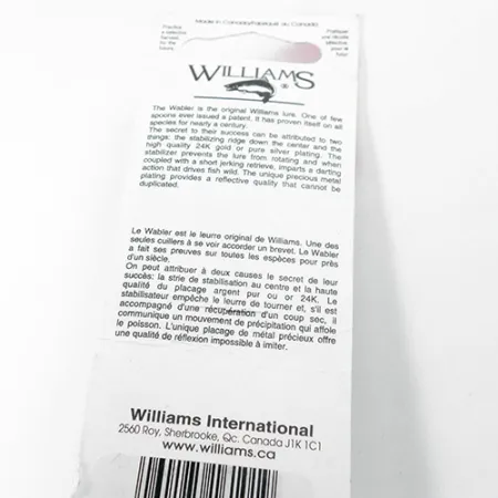 Williams Wabler W60, срібло/коричневий (покриття справжнім сріблом), 21 г, блесна коливалка (колебалка) #1804