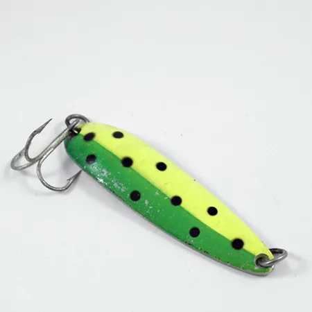 Luhr Jensen Krocodile DIE #4, жовтий/зелений/нікель, 14 г, блесна коливалка (колебалка) #1983