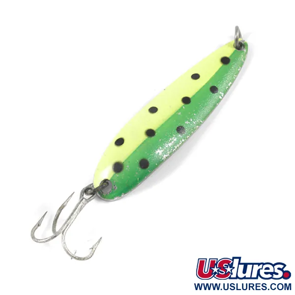 Luhr Jensen Krocodile DIE #4, жовтий/зелений/нікель, 14 г, блесна коливалка (колебалка) #1983