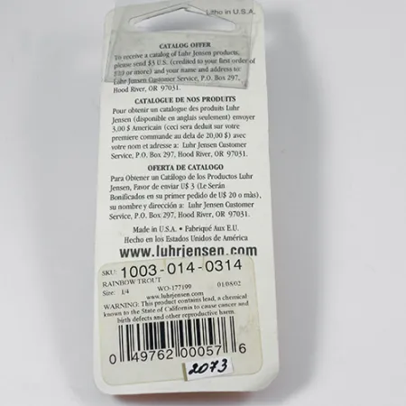 Luhr Jensen Krocodile DIE #3, райдужна форель/нікель, 10 г, блесна коливалка (колебалка) #2073