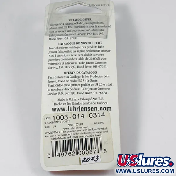 Luhr Jensen Krocodile DIE #3, райдужна форель/нікель, 10 г, блесна коливалка (колебалка) #2073