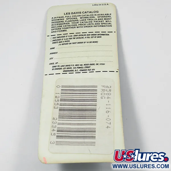 Luhr Jensen Les Davis Bang Tail, Frog (жовтий/зелений), 2 г, блешня оберталка (вертушка) #2077