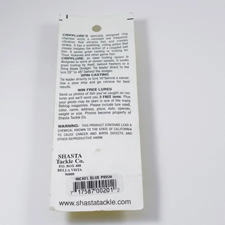 Shasta Cripplure, нікель/синій, 7 г, блесна коливалка (колебалка) #2103
