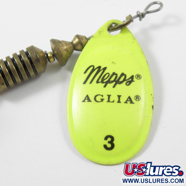  Mepps Aglia 3 dressed, хвіст з хутра оленя, неоновий жовтий, 7,3 г, блешня оберталка (вертушка) #2170