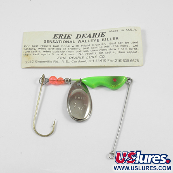  Erie Dearie Walleye Killer, нікель/зелений, 12 г, блешня оберталка (вертушка) #2234