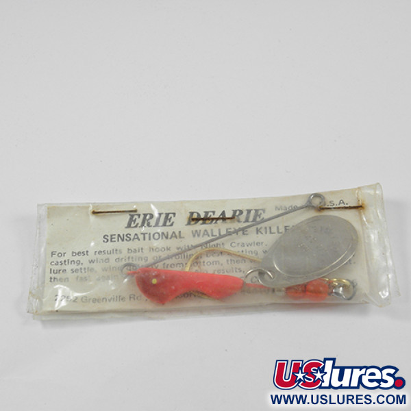  Erie Dearie Walleye Killer, приманка на судака, нікель/червоний, 9 г, блешня оберталка (вертушка) #2290