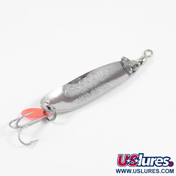 Luhr Jensen Krocodile DIE #3, карбований нікель/червоний, 10 г, блесна коливалка (колебалка) #2319