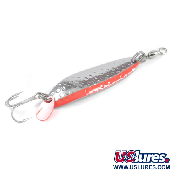 Luhr Jensen Krocodile DIE #3, карбований нікель/червоний, 10 г, блесна коливалка (колебалка) #2319