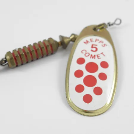 Mepps Comet 5 Dressed, білий/червоний/латунь, 13 г, блешня оберталка (вертушка) #2567