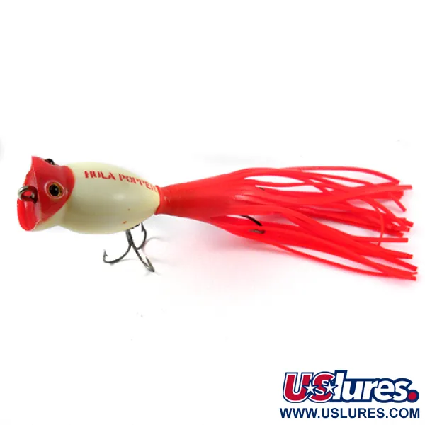  Fred Arbogast Hula Popper, червоний/білий, 8 г, воблер #2577