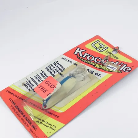 Luhr Jensen Krocodile DIE #3 (світиться в темряві), білий/синій Glow - світиться в темряві, 14 г, блесна коливалка (колебалка) #2803