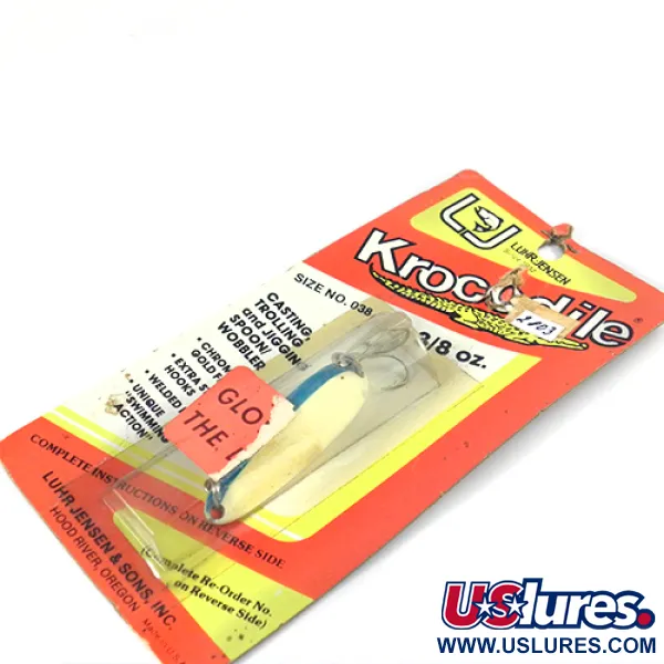 Luhr Jensen Krocodile DIE #3 (світиться в темряві), білий/синій Glow - світиться в темряві, 14 г, блесна коливалка (колебалка) #2803