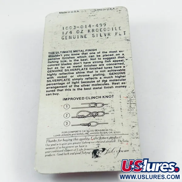 Luhr Jensen Krocodile DIE #3, нікель, 10 г, блесна коливалка (колебалка) #2881