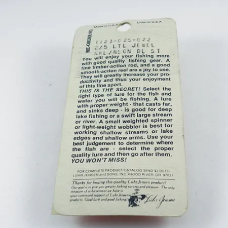 Luhr Jensen Little Jewel, нікель/синій, 14 г, блесна коливалка (колебалка) #2883