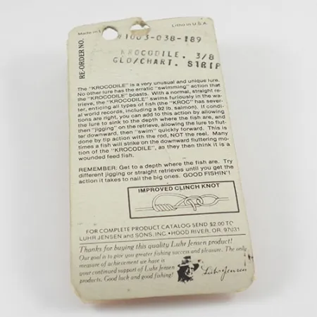 Luhr Jensen Krocodile DIE #3 (світиться в темряві), білий/жовтий/нікель Glow - світиться в темряві, 14 г, блесна коливалка (колебалка) #2935