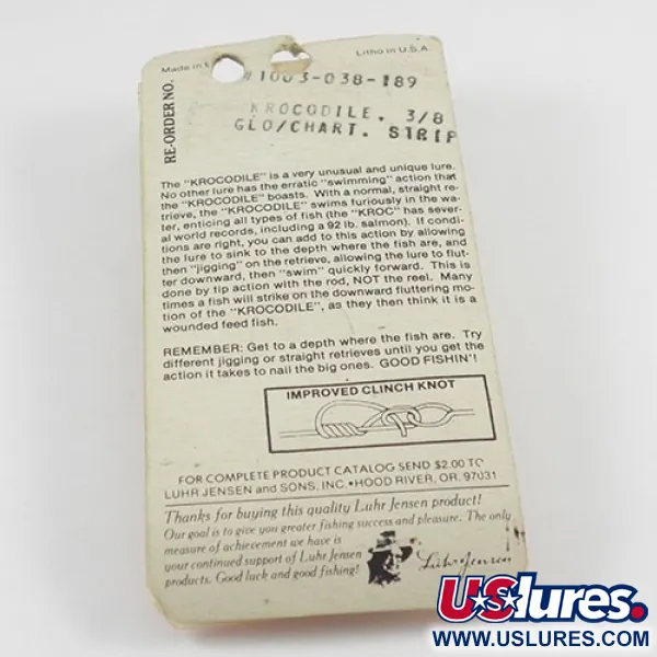 Luhr Jensen Krocodile DIE #3 (світиться в темряві), білий/жовтий/нікель Glow - світиться в темряві, 14 г, блесна коливалка (колебалка) #2935