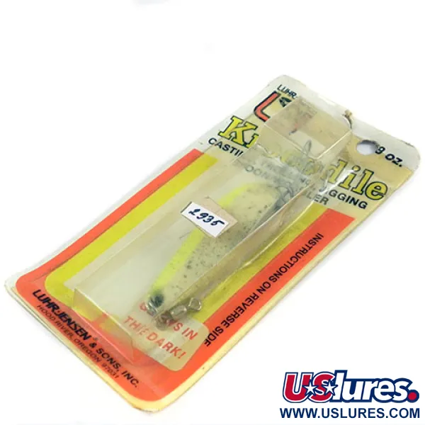 Luhr Jensen Krocodile DIE #3 (світиться в темряві), білий/жовтий/нікель Glow - світиться в темряві, 14 г, блесна коливалка (колебалка) #2935