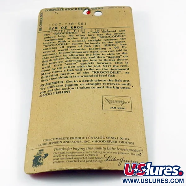 Luhr Jensen Krocodile DIE #3 (світиться в темряві), білий/червоний Glow - світиться в темряві, 14 г, блесна коливалка (колебалка) #2936