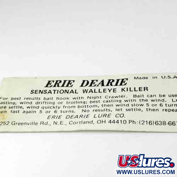  Erie Dearie Walleye Killer, приманка на судака, нікель/зелений, 9 г, блешня оберталка (вертушка) #2991