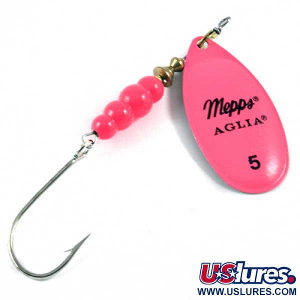  Mepps Aglia Hot Pink 5, рожевий/латунь, 14 г, блешня оберталка (вертушка) #3098