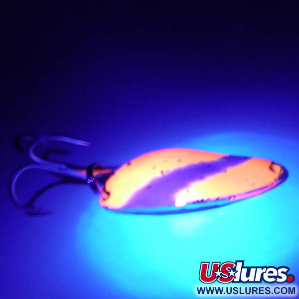 Seneca Little Cleo UV (світиться в ультрафіолеті), неоновий помаранчевий/білий/нікель, 7 г, блесна коливалка (колебалка) #3108