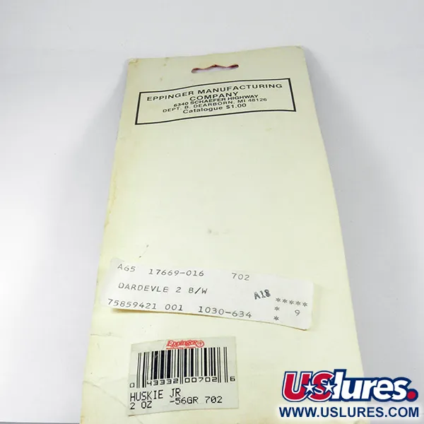 Eppinger Dardevle Huskie Junior, чорний/білий/нікель, 58 г, блесна коливалка (колебалка) #3537