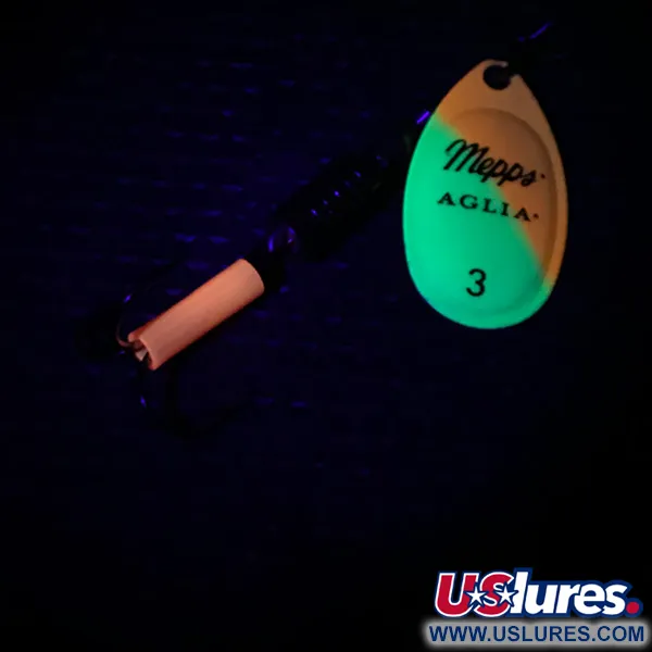  Mepps Aglia 3 UV (світиться в ультрафіолеті), жовтий/помаранчевий/золото UV - світиться в ультрафіолеті, 7 г, блешня оберталка (вертушка) #3983