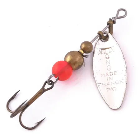 Mepps Aglia Long 0 UV (світиться в ультрафіолеті), нікель/помаранчевий, 2,6 г, блешня оберталка (вертушка) #3984