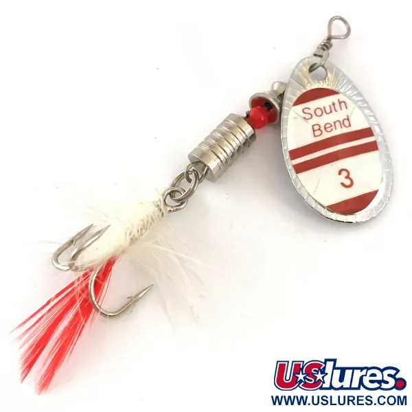 South Bend 3, нікель/червоний/білий, 7 г, блешня оберталка (вертушка) #4185