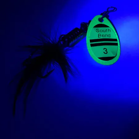 South Bend 3 UV (світиться в ультрафіолеті), зелений UV - світиться в ультрафіолеті, 7 г, блешня оберталка (вертушка) #4186