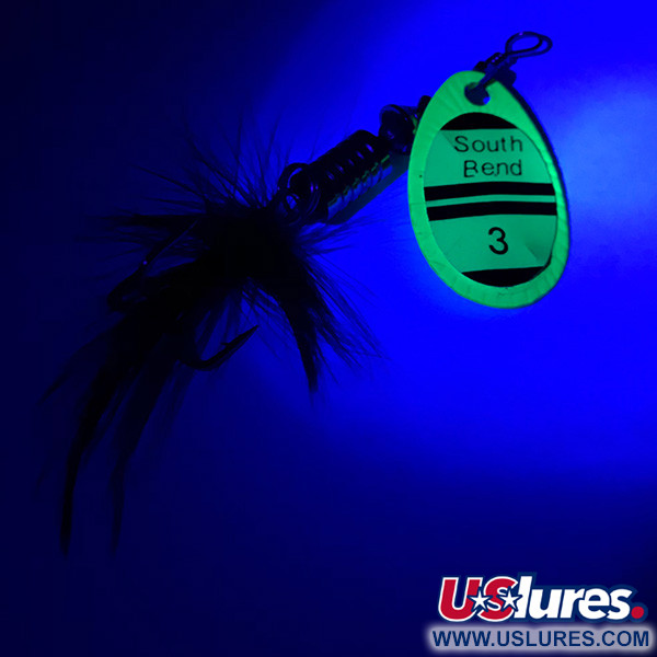  South Bend 3 UV (світиться в ультрафіолеті), зелений UV - світиться в ультрафіолеті, 7 г, блешня оберталка (вертушка) #4186