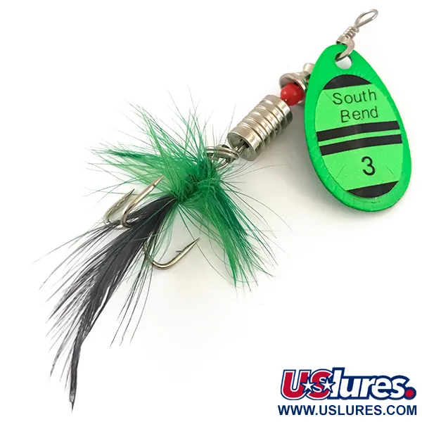  South Bend 3 UV (світиться в ультрафіолеті), зелений UV - світиться в ультрафіолеті, 7 г, блешня оберталка (вертушка) #4186