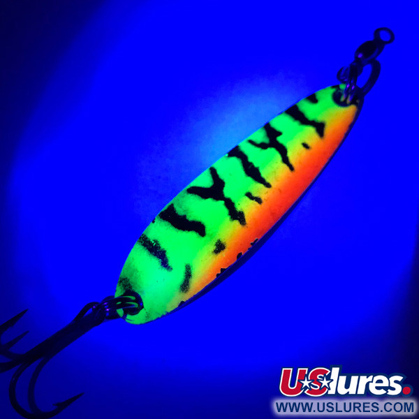 Luhr Jensen Krocodile DIE #3 UV (світиться в ультрафіолеті), Fire Tiger/золото, 10 г, блесна коливалка (колебалка) #4196