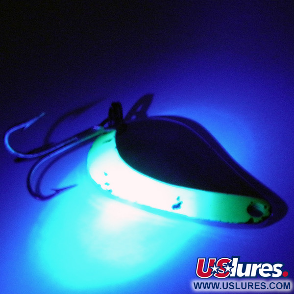 Acme K.O. Wobbler UV (світиться в ультрафіолеті), нікель/зелений, 14 г, блесна коливалка (колебалка) #4346