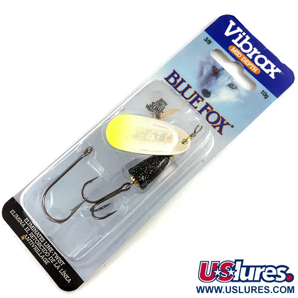  Blue Fox Super Vibrax 4 UV (світиться в ультрафіолеті), нікель/чорний/жовтий, 10 г, блешня оберталка (вертушка) #4367