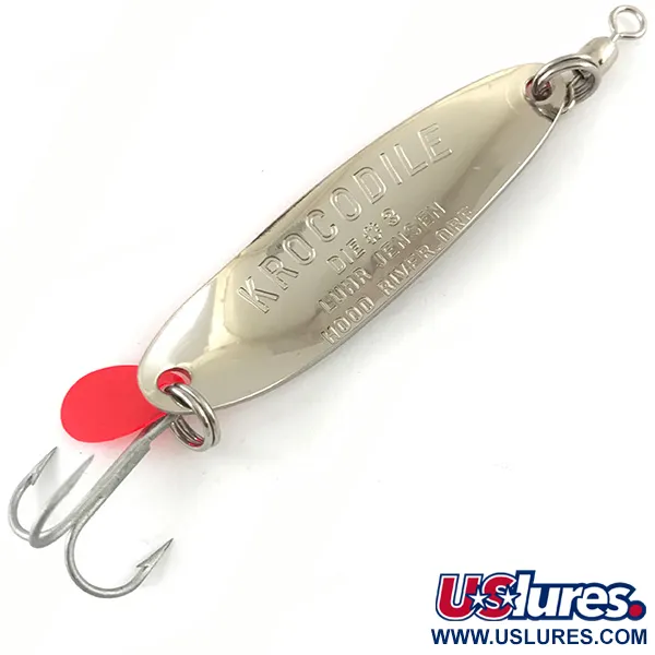 Luhr Jensen Krocodile DIE #3 UV (світиться в ультрафіолеті), карбований нікель/червоний, 10 г, блесна коливалка (колебалка) #4472