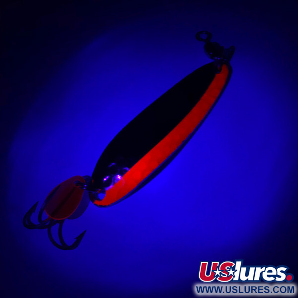 Luhr Jensen Krocodile DIE #3 UV (світиться в ультрафіолеті), карбований нікель/червоний, 10 г, блесна коливалка (колебалка) #4472