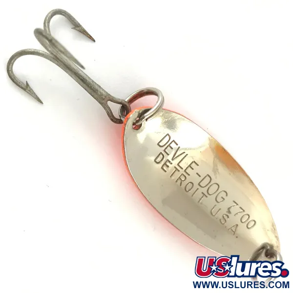 Eppinger Dardevle Devle-Dog 7700 UV (світиться в ультрафіолеті), червоний/нікель, 14 г, блесна коливалка (колебалка) #4479