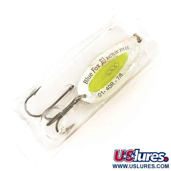  Blue Fox Rattlin Pixee UV (світиться в ультрафіолеті), райдужний оселедець/жовтий, 24 г, блесна коливалка (колебалка) #4557