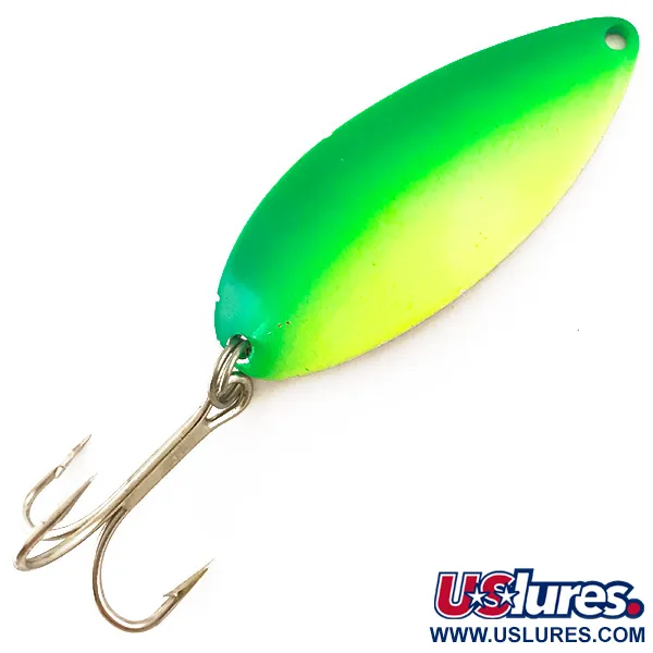  Acme Little Cleo UV (світиться в ультрафіолеті), жовтий/зелений/нікель, 21 г, блесна коливалка (колебалка) #4564