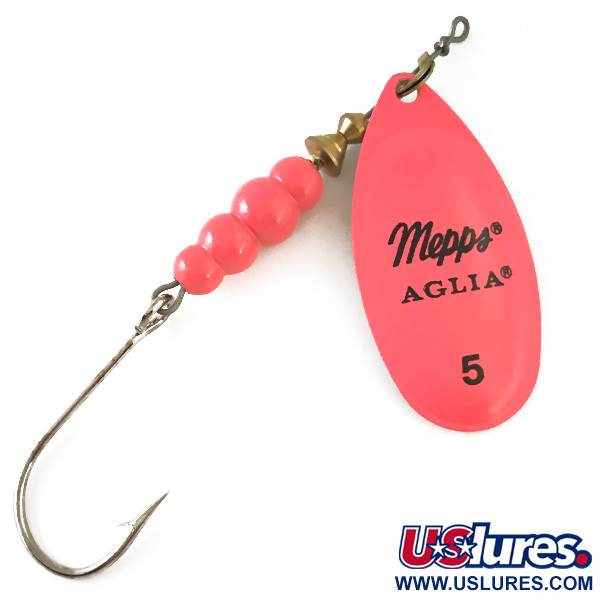  Mepps Aglia 5 Hot Pink UV (світиться в ультрафіолеті), рожевий/латунь, 14 г, блешня оберталка (вертушка) #4752