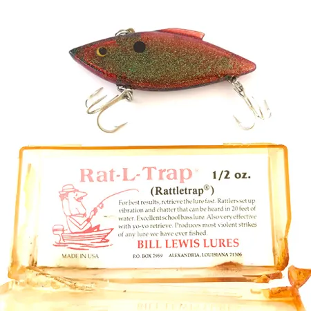 Bill Lewis Rat-L-Trap, червоний з зеленим гліттером, 14 г, воблер #4793