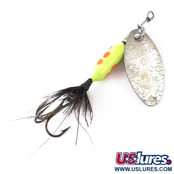 Yakima Bait Worden’s Original Rooster Tail UV (світиться в ультрафіолеті), нікель/жовтий, 2,6 г, блешня оберталка (вертушка) #4827