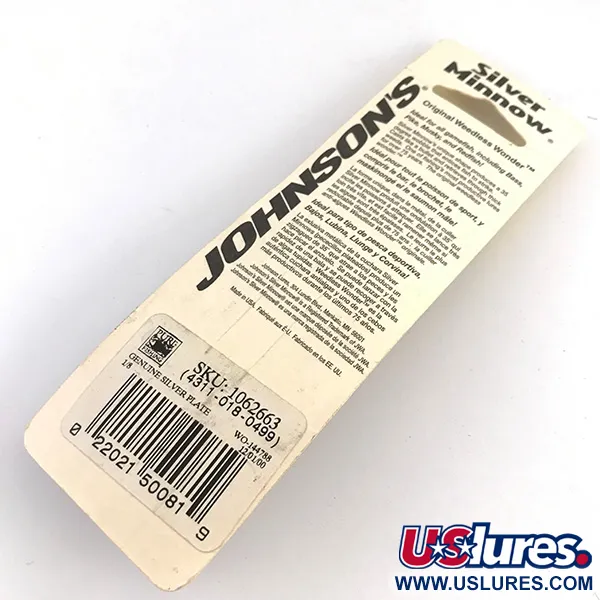  Незачіпляйка Johnson Silver Minnow, срібло/покриття шаром справжнього серебра, 7 г, блесна коливалка (колебалка) #4859