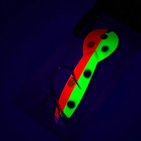 Luhr Jensen Loco Lite UV (світиться в ультрафіолеті), червоний/жовтий/чорний, 14 г, блесна коливалка (колебалка) #4927