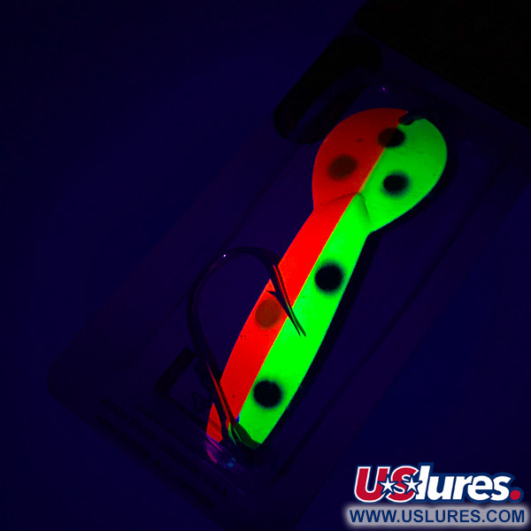 Luhr Jensen Loco Lite UV (світиться в ультрафіолеті), червоний/жовтий/чорний, 14 г, блесна коливалка (колебалка) #4927