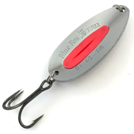 Blue Fox Pixee UV (світиться в ультрафіолеті), карбований нікель/червоний, 24 г, блесна коливалка (колебалка) #5179