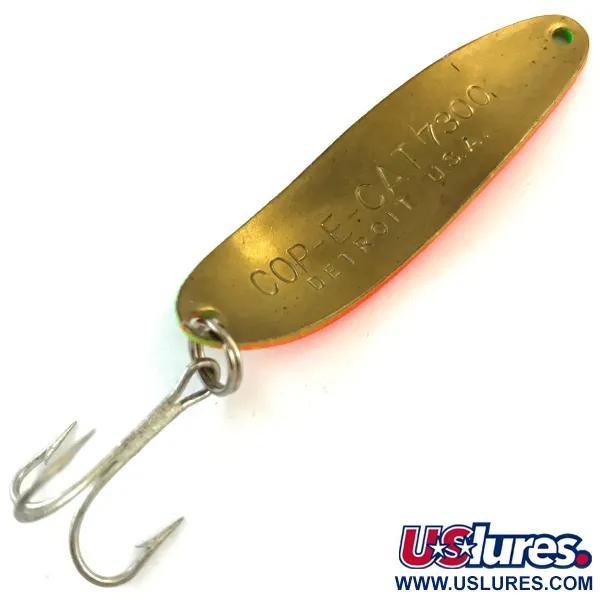 Eppinger Dardevle Cop-E-Cat 7300 UV (світиться в ультрафіолеті), Fire Tiger/латунь. Fire Tiger UV - світиться в ультрафіолеті, 10 г, блесна коливалка (колебалка) #15717